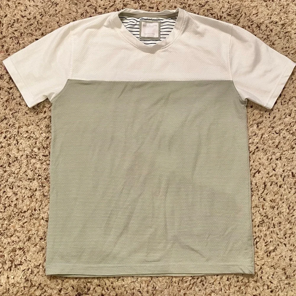 Denim & Flower Ricky Singh‎ Green/White Color Block Shortsleeve Shirt Boys 13/14
